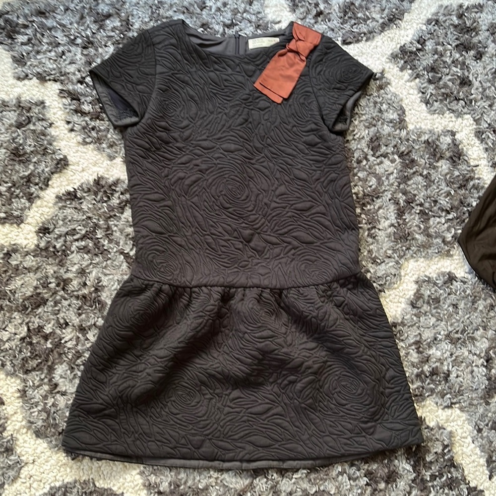 ZARA Brown/Charcoal Dress with Bow (Size:13/14)